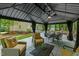 Comfortable gazebo with seating and dining, ideal for outdoor living, with scenic backyard views at 2721 Rustic Brick Rd, Raleigh, NC 27603