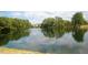 Pond with mature trees and landscaping within the community at 3004 Montville Valley Ct, Cary, NC 27519