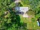Overhead image highlighting the property's layout, backyard, and surrounding green landscape at 603 Nellane Dr, Garner, NC 27529