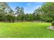 Expansive backyard with lush green grass, mature trees, and wooden fence at 75 Mountainside Ln, Sanford, NC 27332