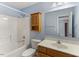 Bathroom featuring a vanity, toilet, shower and tub at 75 Mountainside Ln, Sanford, NC 27332