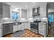 Modern kitchen featuring stainless steel appliances, granite countertops, and tiled backsplash at 8156 Nc 42 Hwy W, Kenly, NC 27542