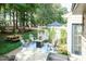 Backyard patio featuring outdoor seating and dining area perfect for enjoying nature at 11217 Maplecroft Ct, Raleigh, NC 27617