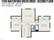 Second floor blueprint displaying two bedrooms connected by a central hall and bathroom at 1209 Waterford Green Dr, Apex, NC 27502