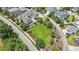 Expansive aerial view highlighting the home's lush landscaping, manicured lawns, and inviting outdoor spaces within a picturesque neighborhood at 1342 Briar Chapel Pkwy, Chapel Hill, NC 27516