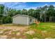 Back of a single Gathering home with gray siding and a lush green backdrop at 150 Will Woods Way, Franklinton, NC 27525