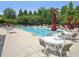 Large community pool with lounge chairs and tables, perfect for relaxation and recreation at 1817 Wysong Ct, Raleigh, NC 27612