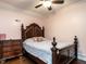 Bedroom with furniture, a bed with pillows, and ceiling fan at 212 W Church St, Benson, NC 27504