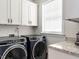 Convenient laundry room with modern washer and dryer, ample storage and granite countertops at 212 W Church St, Benson, NC 27504