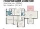 Second floor layout featuring four bedrooms, two baths, a bonus room and balcony with dimensions at 216 Captain Harbor Hbr, Sanford, NC 27332