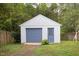 Detached garage with a new door and tidy landscaping at 2523 Glendale Ave, Durham, NC 27704