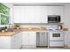 Bright kitchen features butcher block countertops, white cabinets, and stainless steel appliances at 2523 Glendale Ave, Durham, NC 27704