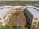 Aerial view of community featuring a courtyard and modern architecture offers an overview of the property's layout and design at 300 Finsbury St # 309, Durham, NC 27703