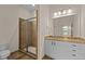 Bathroom with tile shower and sink at 300 Finsbury St # 309, Durham, NC 27703
