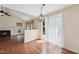 Open floorplan view showcasing fireplace and access to the deck at 304 Cayman Ave, Holly Springs, NC 27540