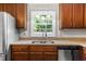 Kitchen sink with a view of backyard and updated stainless steel appliances at 304 Westfield Dr, Dunn, NC 28334