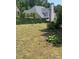 A spacious backyard featuring a green fence, lush trees and shrubbery at 3207 Geary Trl, Raleigh, NC 27610