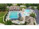 Aerial view of the community pool, clubhouse, and recreation areas at 542 Spaulding St, Burlington, NC 27215