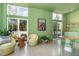 Stylish living room with green accents, modern art, and ample natural light at 600 S Duke St # 24, Durham, NC 27701