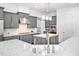 Modern kitchen featuring gray cabinets, stainless steel appliances, and center island with a prep sink at 6250 Moinear Ln, Chapel Hill, NC 27514