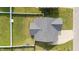 An aerial view showcasing the house's roof and fenced yard at 6920 Moss Creek Way, Rocky Mount, NC 27804
