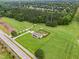Aerial shot of home nestled in lush greenery with a long driveway and spacious yard at 9300 Lake Wheeler Rd, Fuquay Varina, NC 27526