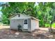 Storage shed with sturdy concrete block construction and a convenient access door at 111 Dee Long Rd, Roxboro, NC 27574