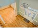 Grand foyer featuring gleaming hardwood floors, a stylish chandelier, and a decorative front door for an inviting entrance at 1512 Cumberland Rd, Chapel Hill, NC 27514