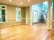 Spacious living area showcasing hardwood floors, large windows, and an open layout, perfect for entertaining and comfortable living at 1512 Cumberland Rd, Chapel Hill, NC 27514