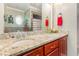 Primary bathroom suite with a double sink vanity and custom mirror at 1770 Gentry Ridge Rd, Roxboro, NC 27574