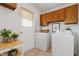 Bright laundry room featuring a washer, dryer, and ample storage space at 1813 Grady Dr., Durham, NC 27712