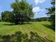 A view of the scenic backyard with lush green grass, trees, and a glimpse of the tranquil lake at 186 St. Andrews Ln, Chapel Hill, NC 27517