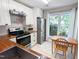 Eat-in kitchen features white cabinets, stainless steel appliances, and butcher block countertops at 186 St. Andrews Ln, Chapel Hill, NC 27517