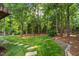 Serene backyard with lush green lawn and mature trees, perfect for relaxation at 209 Bailey Ridge Dr, Morrisville, NC 27560