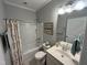 Bathroom with shower and tub and neutral decor at 2535 Kinglass Dr, Fuquay Varina, NC 27526