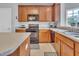 Functional kitchen features ample counter space, wood cabinets, and modern appliances for culinary ease at 3027 Courtney Creek Blvd, Durham, NC 27713