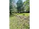 The backyard features established landscaping with shrubs and green lawn at 304 Sandalwood Ave, Louisburg, NC 27549