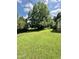 Expansive backyard with lush green grass and mature trees, offers outdoor space at 304 Sandalwood Ave, Louisburg, NC 27549