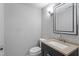 Bathroom featuring a sleek vanity with a modern sink, mirror, and hardware at 3088 Colony Rd # A, Durham, NC 27705