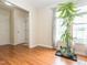 Open living room with wood floors, a bright window, and neutral paint at 4020 Mindspring Dr, Raleigh, NC 27610