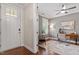 Inviting home office space featuring neutral paint, lots of light, ceiling fan, and a desk perfect for remote work at 4120 Overcup Oak Ln, Cary, NC 27519