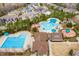 Aerial view of the community pool and playground, showcasing the development's amenities and Gathering-friendly atmosphere at 43 Salt Cedar Ln, Chapel Hill, NC 27516
