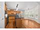 Spacious kitchen with oak cabinets, granite countertops, and stainless steel appliances at 618 Durwood Dr, Raleigh, NC 27603
