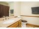 Traditional bathroom featuring granite countertop, wood accents, and neutral color scheme at 7030 Stockard Rd, Snow Camp, NC 27349