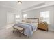 Bright and spacious main bedroom features tray ceiling, carpet floor, natural light, and a neutral color palette at 750 Bachelor Gulch Way, Apex, NC 27523