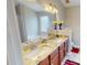 Double vanity bathroom with countertop space and decorative lighting at 417 Downing Glen Dr, Morrisville, NC 27560
