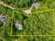 Discover the property's prime location with this aerial view, highlighting the borders and surrounding homes at 7401 Heartland Dr, Wake Forest, NC 27587