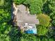 Expansive backyard with a pool, deck, and lush greenery surrounding a beautiful home at 7401 Heartland Dr, Wake Forest, NC 27587