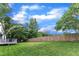 Backyard with large lawn and wood fence at 8121 Bentwood Pl, Raleigh, NC 27615