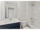 Well-lit bathroom features a vanity, toilet, and shower/tub combo at 84 Black Walnut Dr # 200, Garner, NC 27529